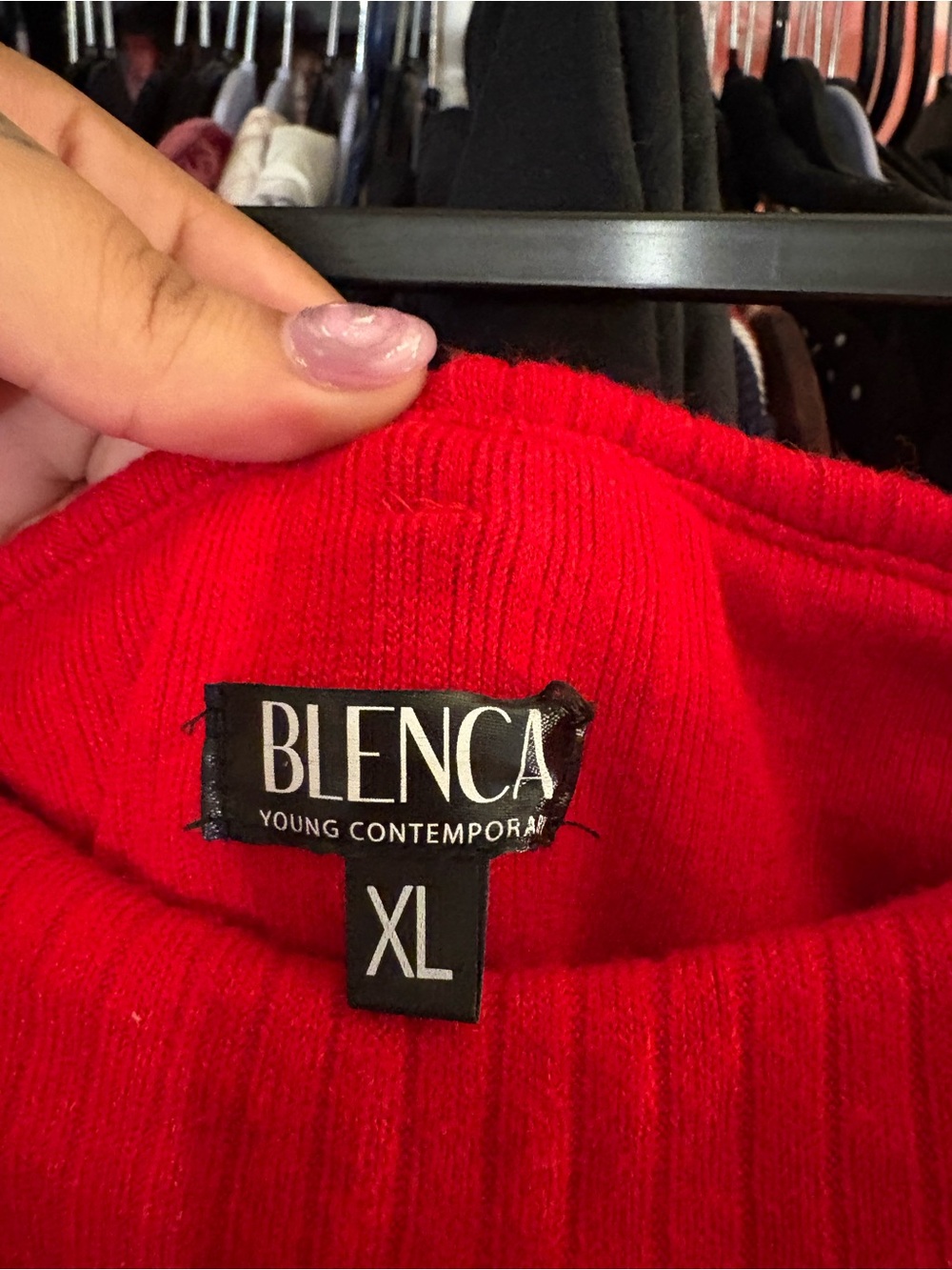 Red Off-Shoulder Ribbed Long Sleeve Top - Picture 4 of 5
